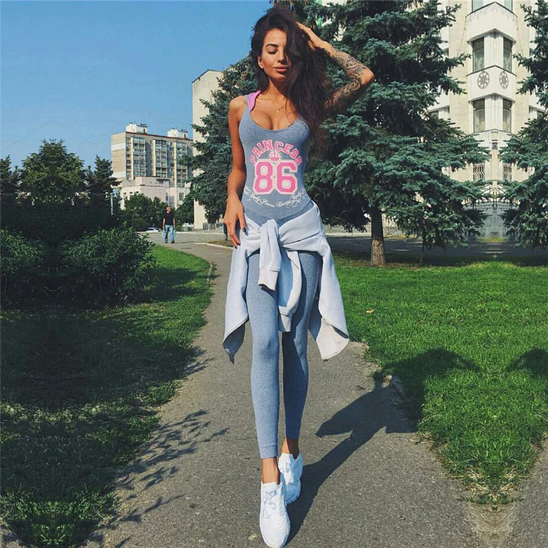 

Gray Gym Sports Yoga Set Women Gym Clothes Ladies Workout Playsuit Exercise Sport Top Running Sportswear Yoga Jumpsuit