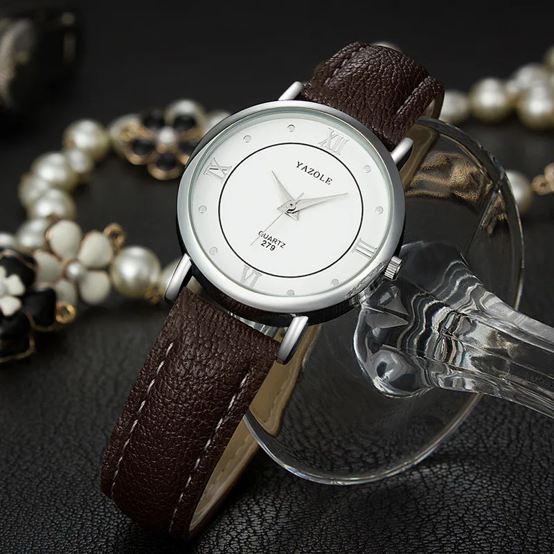 

Yazole279 Leather Belt Watch shang wu kuan Simple Versatile Analog Quartz Watch Pin Buckle Table Fashion Men's