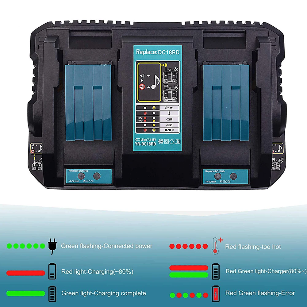 14.4V 18V USB Output Vehicle Power Tool Rapid Dual Port Li-ion Battery Charger Durable Circuit Protection Auto For Makita DC18RD |