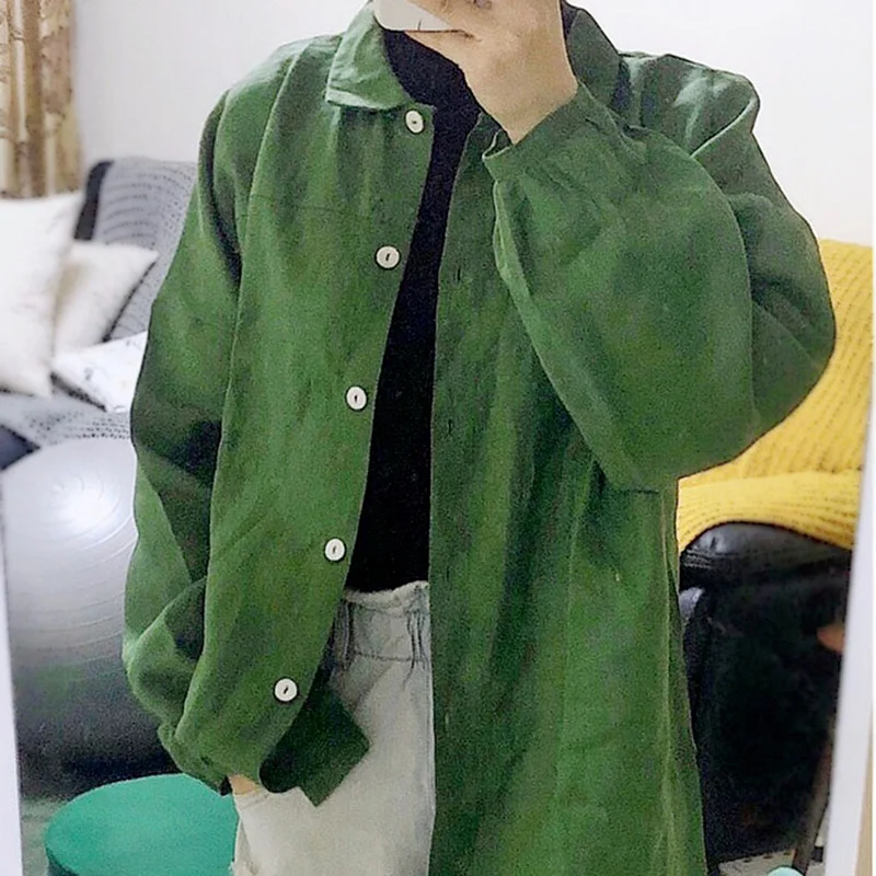 Feminina sobre o Tamanho Camisa Manga Longa Solta Topo 1 Moda Feminina