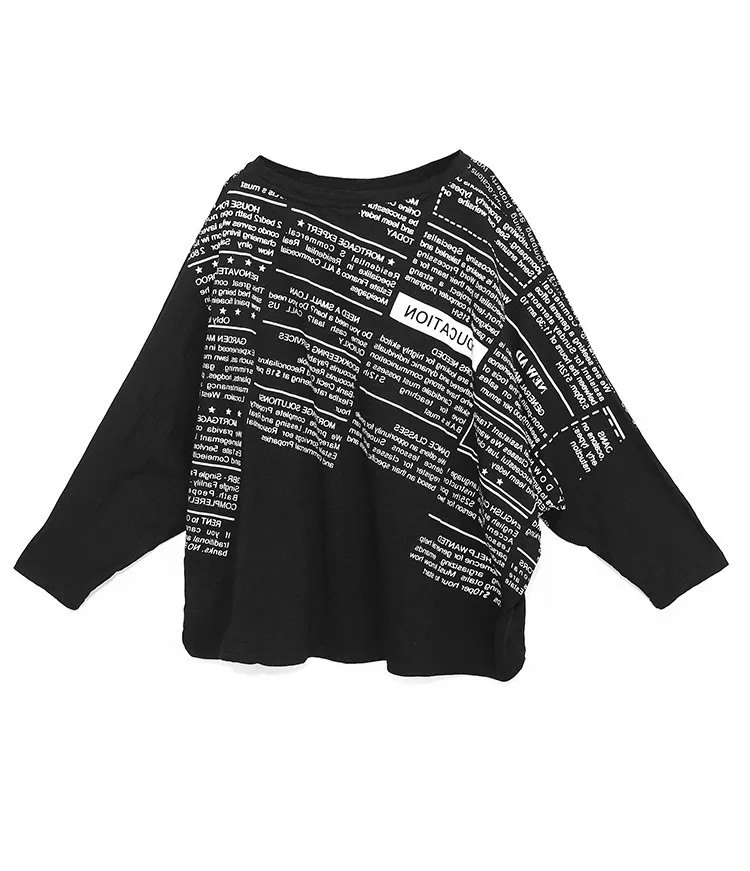 XITAO Letter Patchwork T Shirt Women Loose Fashion Personality All Match Batwing Sleeve 2020 New Autumn Tee Goddess Fan ZP3258