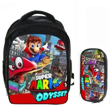 

13 Inch Super Mario Bros Sonic Boom Boys Girls School Backpacks Children Bagpack Kids Cartoon Bags Mochila Pencil Bag Sets
