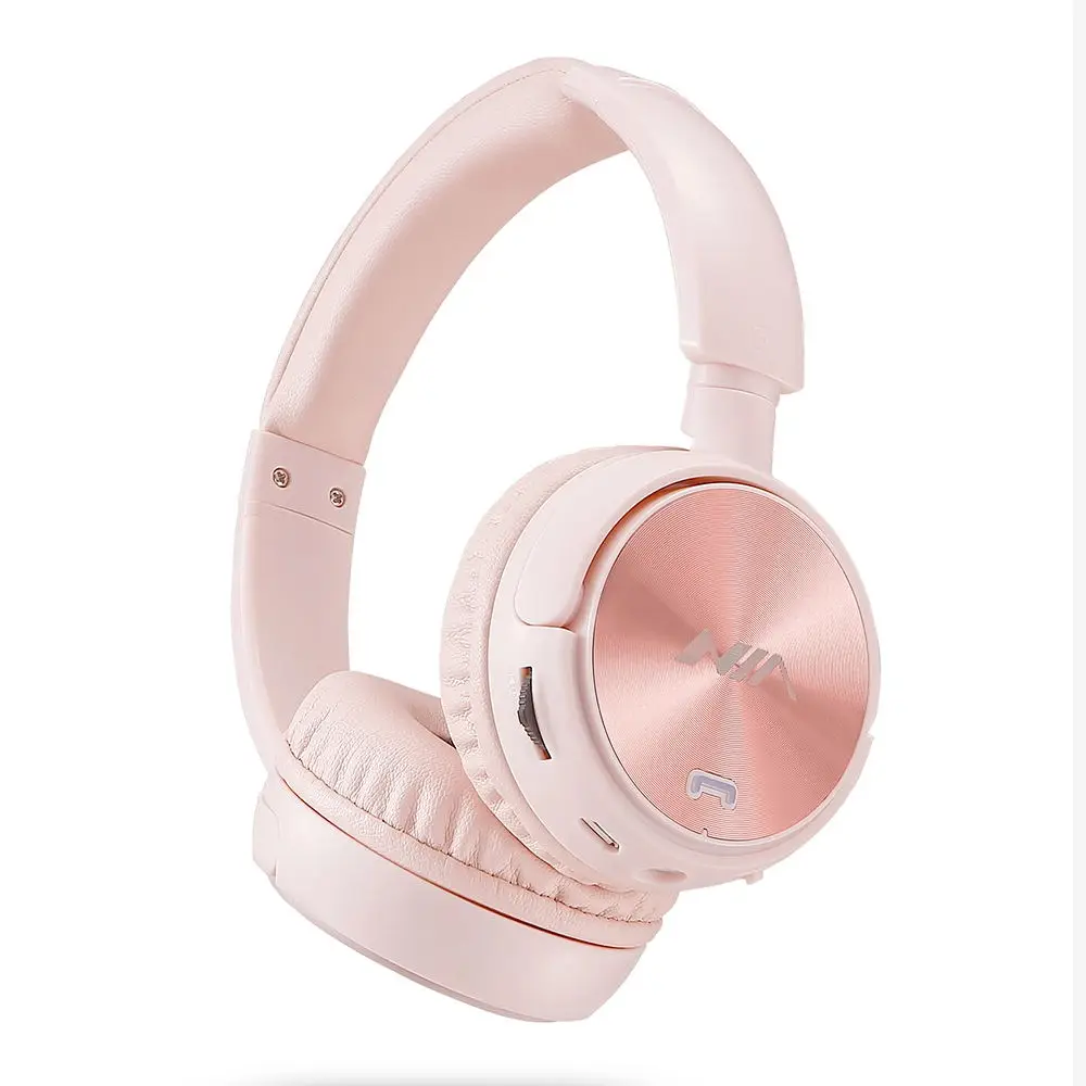Оригинальные беспроводные Bluetooth наушники NIA Q2 4,2, Складные стерео гарнитуры с микрофоном, спортивные наушники, поддержка карт TF, FM радио, приложение - Цвет: Pink
