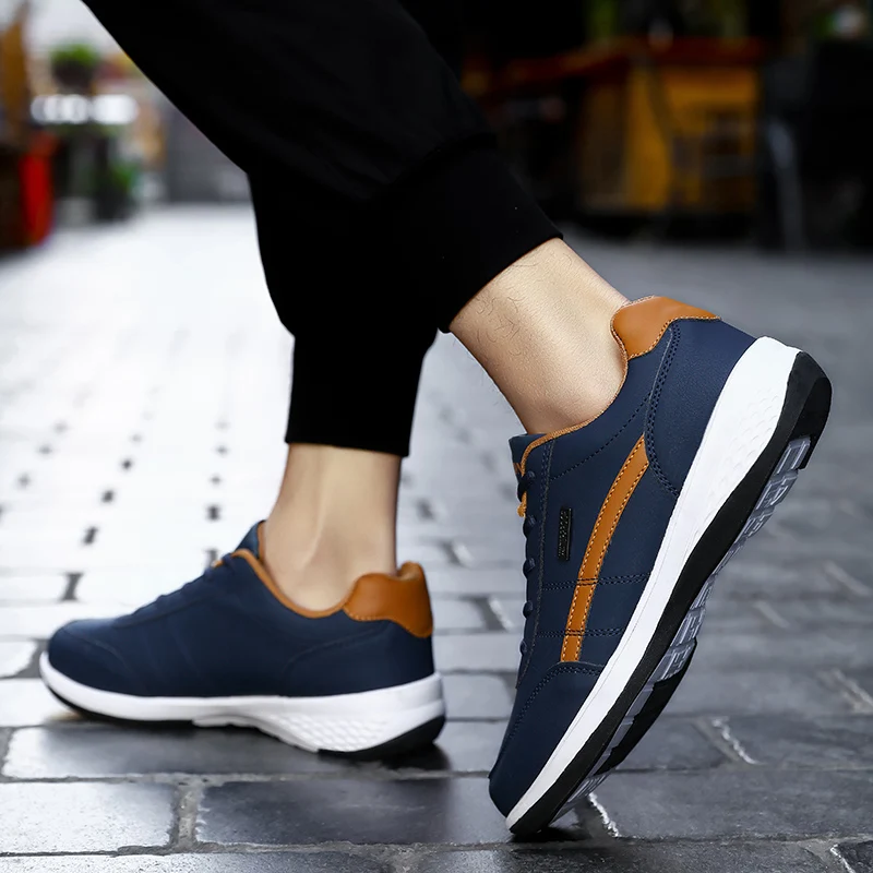Men's Sports Casual Shoes Fashion PU Leather Shoes Outdoor Spring/Autumn Comfortable Flat Sneakers