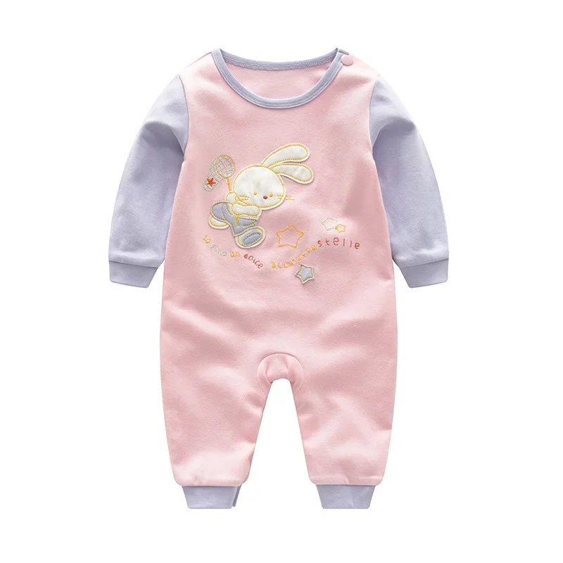 

0-3 a Year of Age Infants Men And Women Baby Tolo Rabbit 2018 Autumn New Style Rabbit Embroidery Long-sleeve Jumpsuit H2746