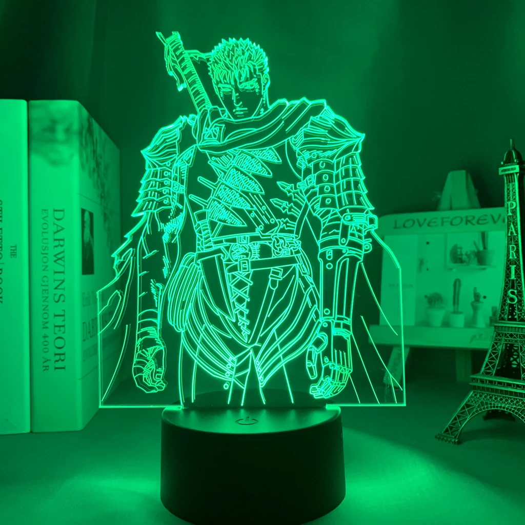 Anime Led Light Berserk Guts Figure for Bedroom Decorative Night Light Birthday Gift Kids Room 3d Table Lamp Manga Berserk