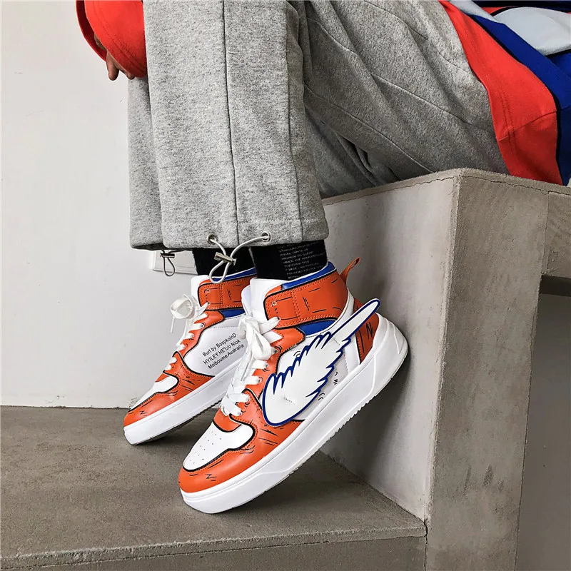 Men's Pikachu Shoes Sneakers Autumn Winter PU Leather Classic High Top Men Vulcanized Shoes Casual Men's Boots Male