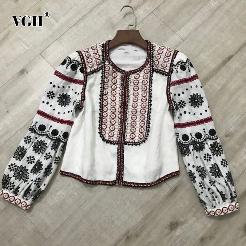VGH винтажная Лоскутная Женская куртка хитового цвета с круглым вырезом и длинными рукавами, кардиган, Укороченное пальто для женщин, осень, модная новинка