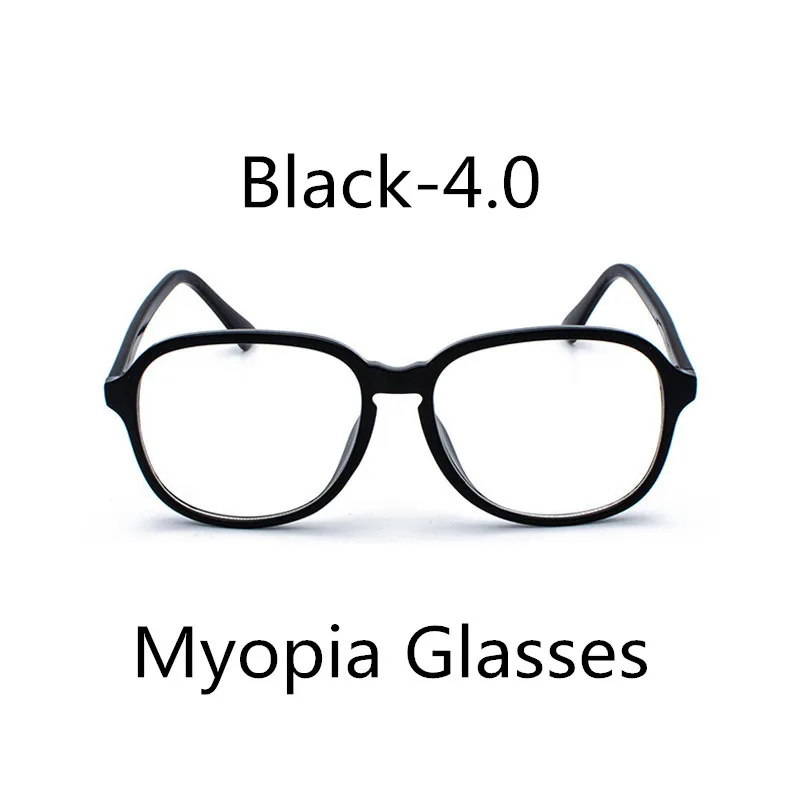 Elbru, негабаритная оправа, очки для близорукости, для женщин и мужчин, ретро, прозрачная оправа, оптическая, для компьютера, близорукие очки с+ 1,0 до+ 6,0 - Цвет оправы: Black-4.0