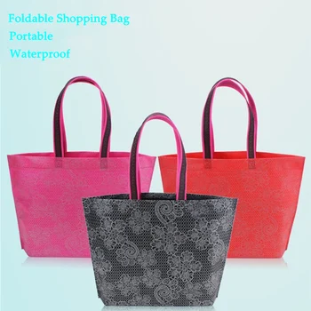 

1PC Foldable Shopping Bag Hot Fashion Women Lady Waterproof Thick Handbag Casual New Portable Large Capacity Zip Nylon