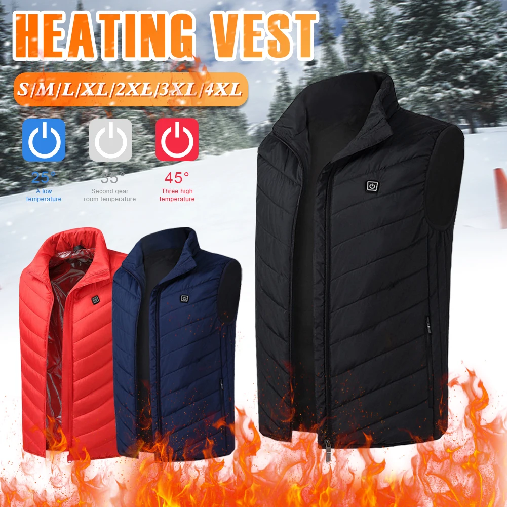 

Heated Vest Jacket USB Men Winter Electrical Sleevless Travel Outdoor Waistcoat For Outdoor Motorcycle Riding Hunting Hiking