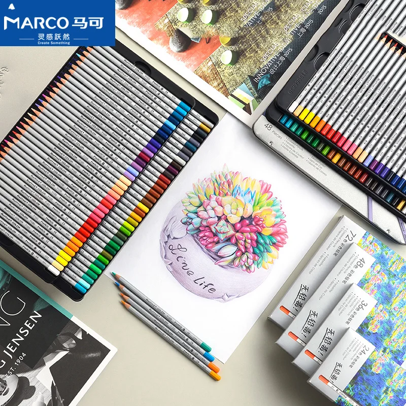 

Marco Raffine Crayons Colored Pencils 72 Colors for Coloring Books Artist Pastel Premier Pencil Lapis de Color Oily Paint Pens