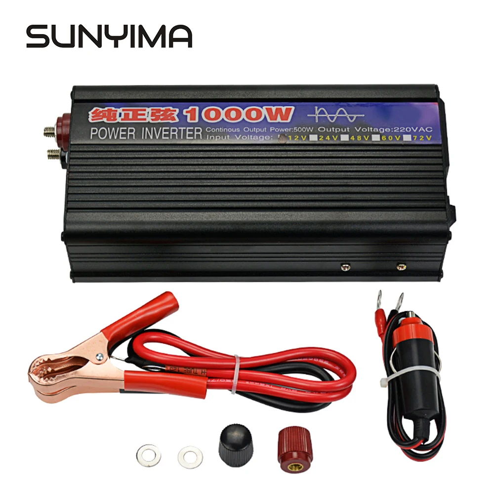 SUNYIMA Чистая синусоида Инвертор 1000 Вт DC12V/24 В к AC220V 50 Гц усилитель конвертера мощности для автомобиля Инвертор бытовой DIY