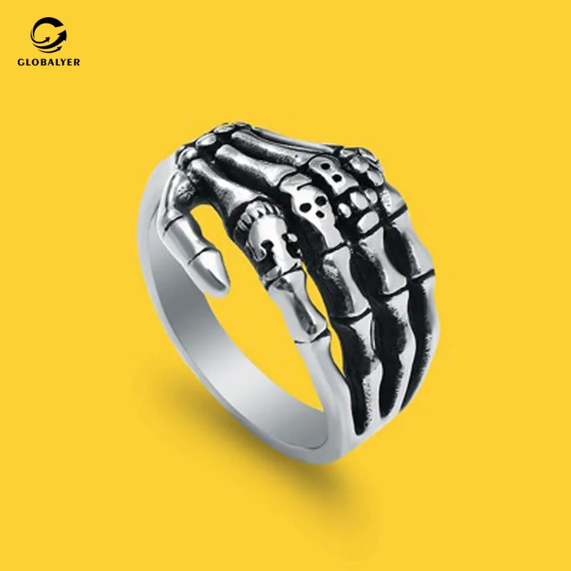 Popolare Europea Ed Americana Punk Selvaggio Ring Titanium Acciaio Marea Singolo Anello Retro Dio Mano Titanium Anello In Acciaio 561