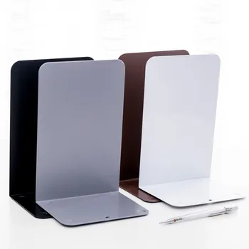 

2 pcs/Pair Solid color Shaped Metal Bookends Simple style Book Shelf Support Stand Desk Non-slip Organizer Storage Holder Shelf