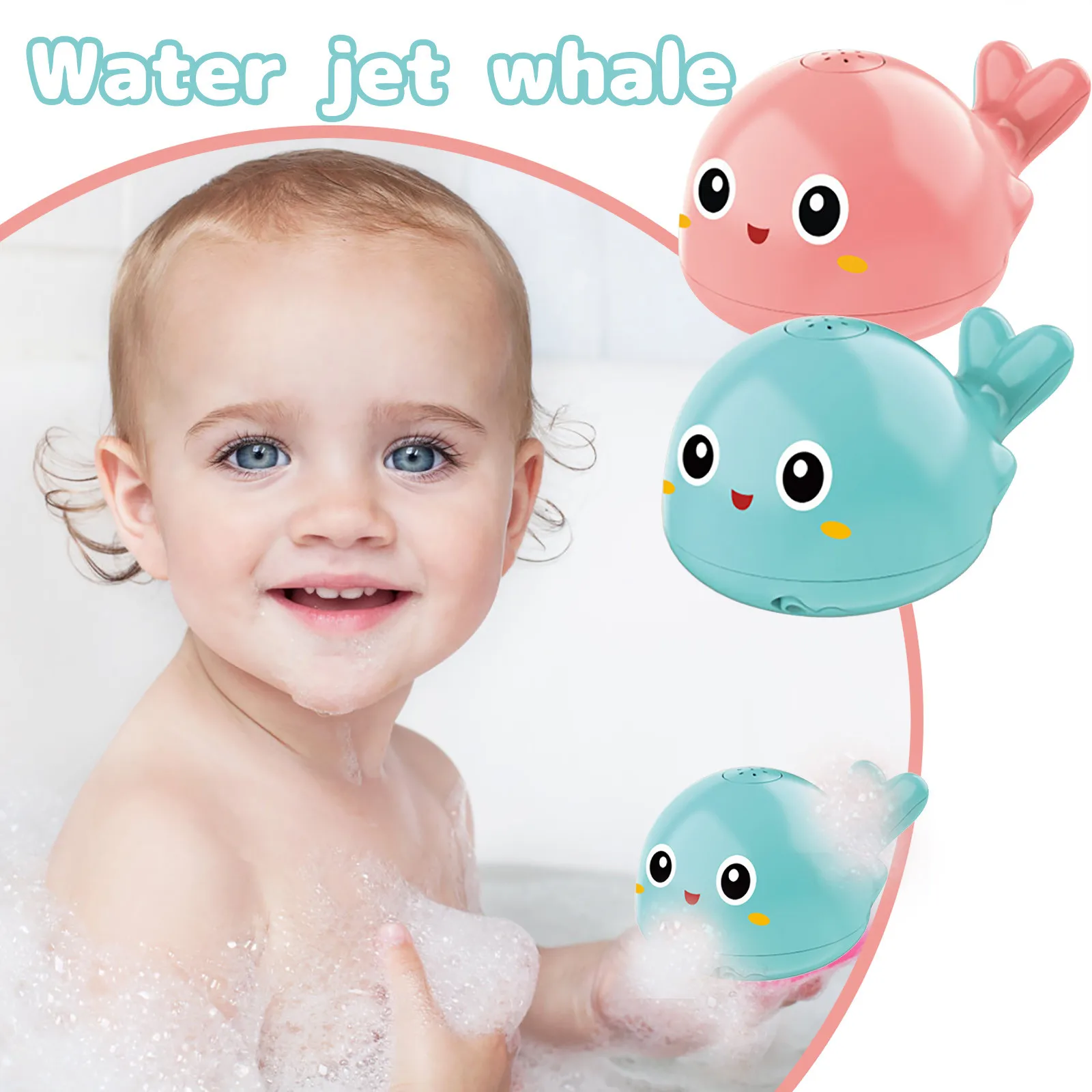 2021 Kids Baby Cute Cartoon Whale Floating Spraying Water Induction
