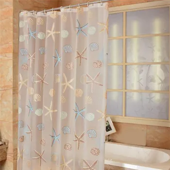 

Starfish Partition Waterproof Mildew PEVA Curtains Modern Shower Curtain For Bathroom Shower Room Fresh Seaside Style