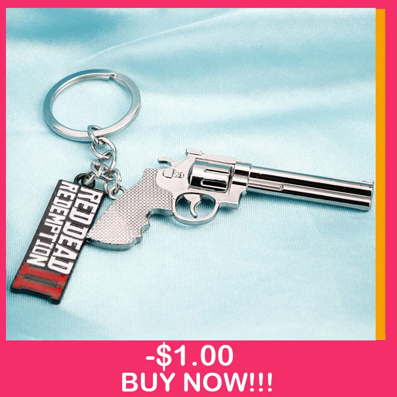 

2019 New Game Red Dead Redemption 2 Keychain Keyrings Gun Chaveiro Bag Jewelry Souvenir llaveros