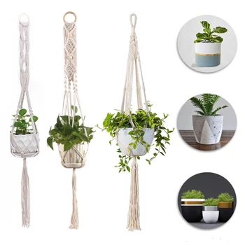 

Pot Holder Macrame Plant Hanger Hanging Planter Basket Braided Rope Craft