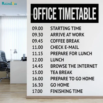 

Office Timetable Wall Sticker Funny Signs Studio Decor Removable Decals Company Front Desk Work Time Murals YT3288