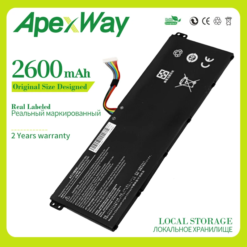 Аккумуляторная батарея Apexway AC14B8K AC14B18J AC14B13J для ноутбука Acer Aspire | Компьютеры и офис