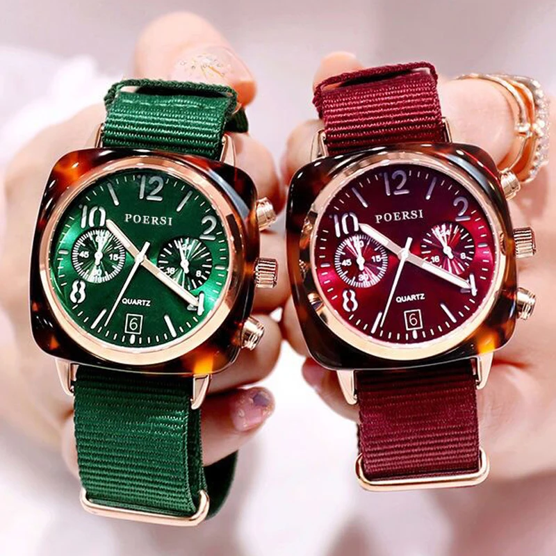 

Square Women Watch Fashion Canvas Strap Rose Gold Waterproof Ladies Sport Wrist Watch For Montre Femme 2019 Relogio Feminino