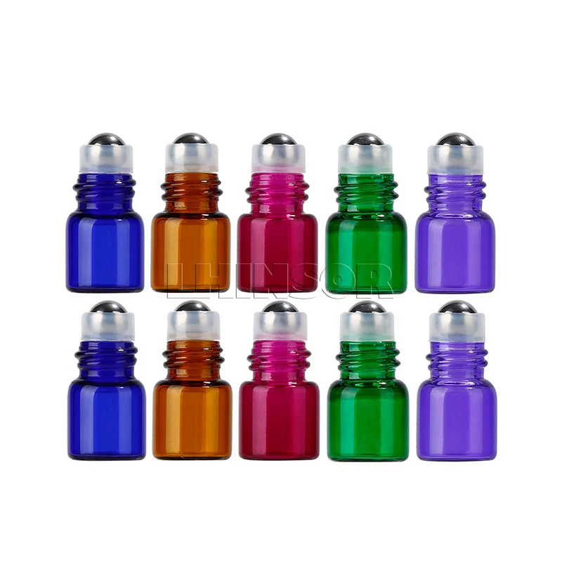 50PC Pack 1ml 2ml 3ml 5ml Colorful Glass Roll on Bottles Doterra Containers Sample bottle Essential 2