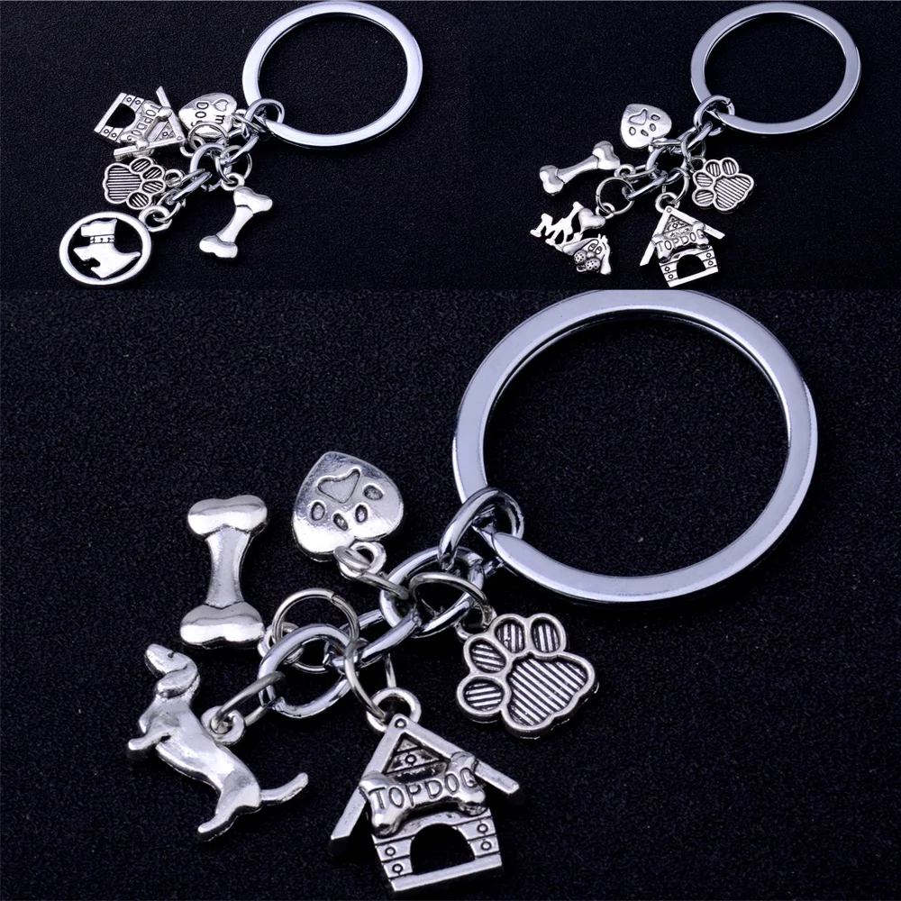 Брелоки животные Topdog I Love My Dog Bone Paw Print Doghouse брелок для семьи друзей женщин мужчин