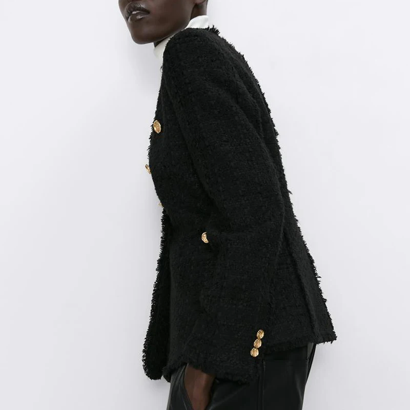 AGong двубортные куртки для женщин модные однотонные пальто с v-образным вырезом Женские Элегантные Саржевые куртки с длинным рукавом для женщин
