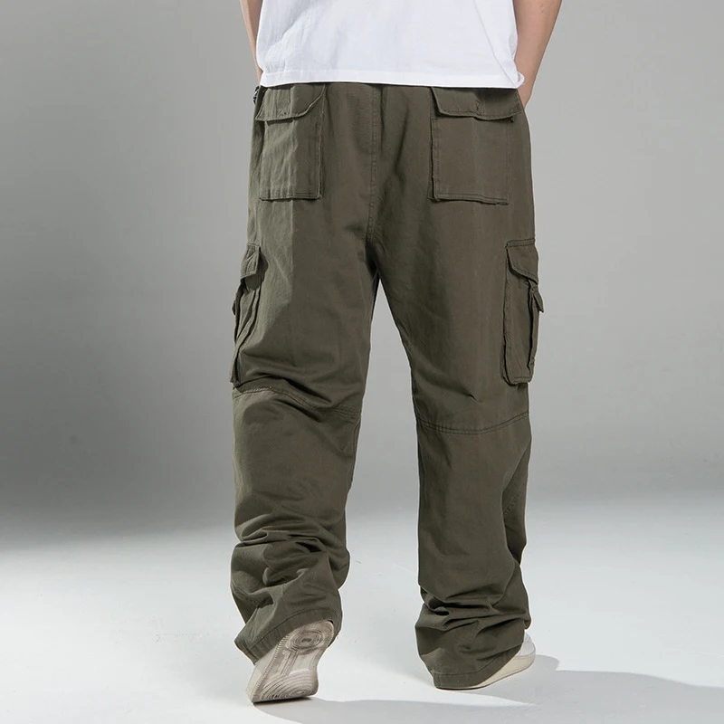 Plus Size 8XL140KG Autumn Winter Men cargo pants thick High street pants safari style pockets Skateboard out door straight pants 2
