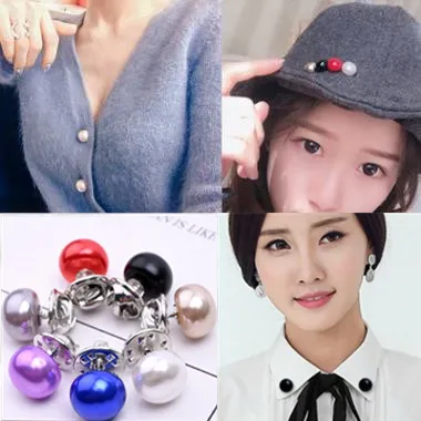 

F030 South Korea Versatile Pearl Anti-Exposure Collar Button Cardigan Shawl Safety Pin DIY Scarf Collar Pin Brooch Brooch Women'