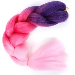 Для женщин 24 дюйма крючком Косы 100 г/шт. длинные, радужной расцветки, на крючках, косички, синтетика, наращивание волос плетением Шапки BUQI