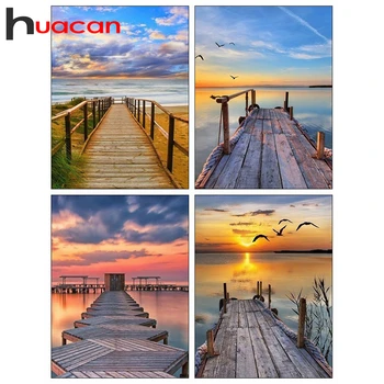 

Huacan Full Square Diamond Painting Landscape 5D DIY Diamond Embroidery Mosaic Sunset Decorations Home
