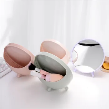 

Desktop Cosmetic Mirror Round Shape Vanity Mirror with Opening Storage on Back for Girls Teenager Women