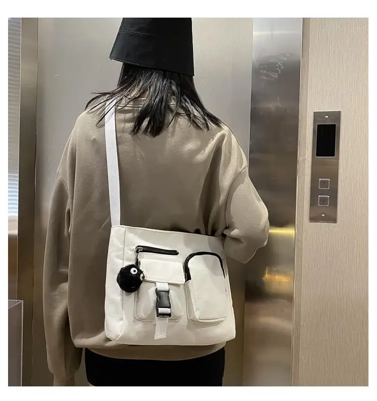 Ins Japanese Harajuku Dark Wind Canvas Bag Female 2021 New Trendy Fashion Popular Wild One-shoulder Diagonal Bag