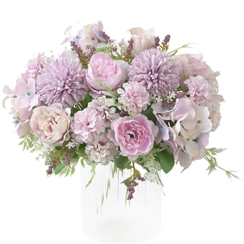 Artificial Flowers Fake Peony Silk Hydrangea Bouquet Decor Flower Arrangements Wedding Garden Decoration 2 Packs | Дом и сад