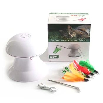 

Smart Automatic Rotating Light Cat Teaser Toys with Feather Indoor Interactive Colorful Light Home Kitten Entertainment