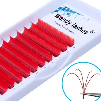 

Red eyelahses Easy Fanning Eyelash Extensions 0.07mm D Curl High Quality Synthetic Hair 8-14mm Mix Eye Lash Extension Supplies
