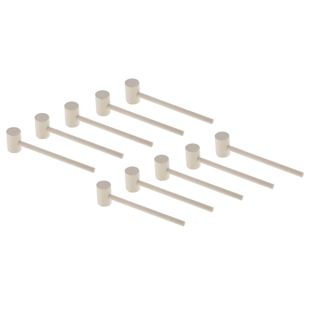 10pcs Leather Wooden Hammer Toy Crab Lobster Mallet Beating Gavel for Kids