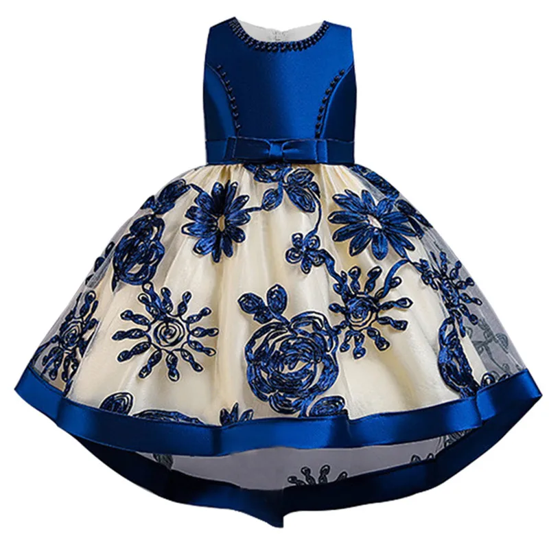 Girls Lace Appliques Ball Gowns Flower Girl Dresses Princess Birthday Party Wedding Gowns Elegant Children Clothing