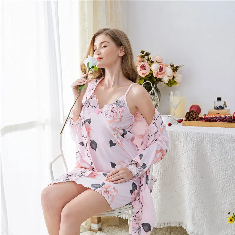 cotton nightdress and dressing gown set