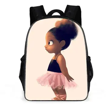 

New Black Girl Cartoon Fashion Kindergarten Backpack Children Backpack Cute African Girl Backpack Children School Bag C251
