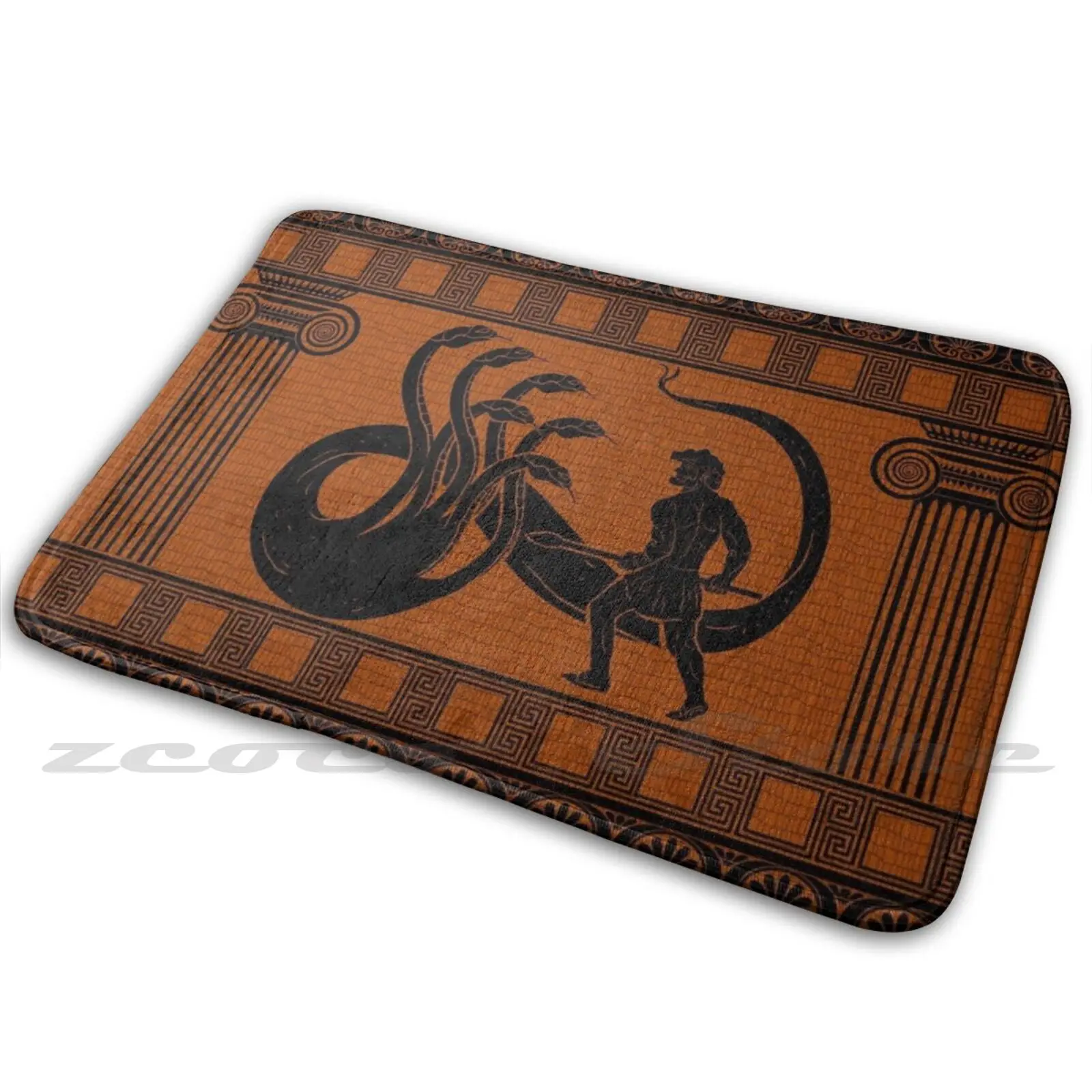 Hercules Vs Carpet Rug Non-Slip Water Absorb Door Mat Second Labor Pillar Column Orange Pottery Greek | Дом и сад