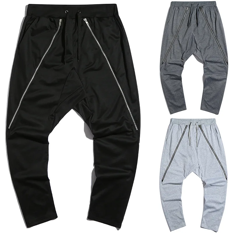 

Plus Size Pants Men Casual Solid Color Novelty Zipper All Match Sweatpants Full Length Mens Sweatpant High Quality Streetwear