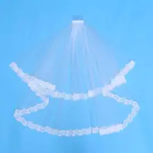 Белая свадебная фата, двойной слой, соборная часовня, короткая кружевная вуаль с гребнем для волос, свадебные аксессуары