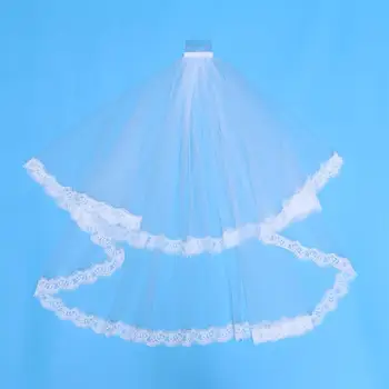 

White Wedding Bridal Veil Double Layer Cathedral Chapel Short Lace Veil with Hair Side Comb for Marriage Wedding Accessories