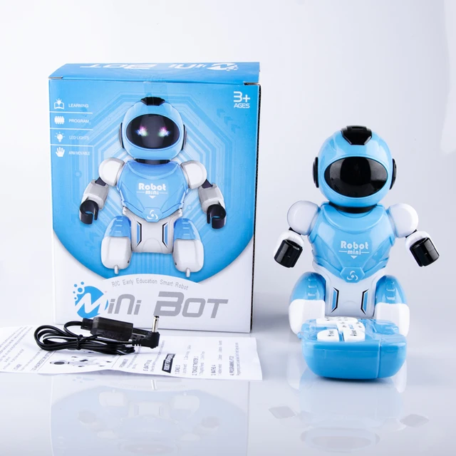 JMU 2021Hot mini Robot Remote Control Robot Smart Action Walk Singing Dance Action Figure Gesture Sensor Toys Gift for Children Blue Original box
