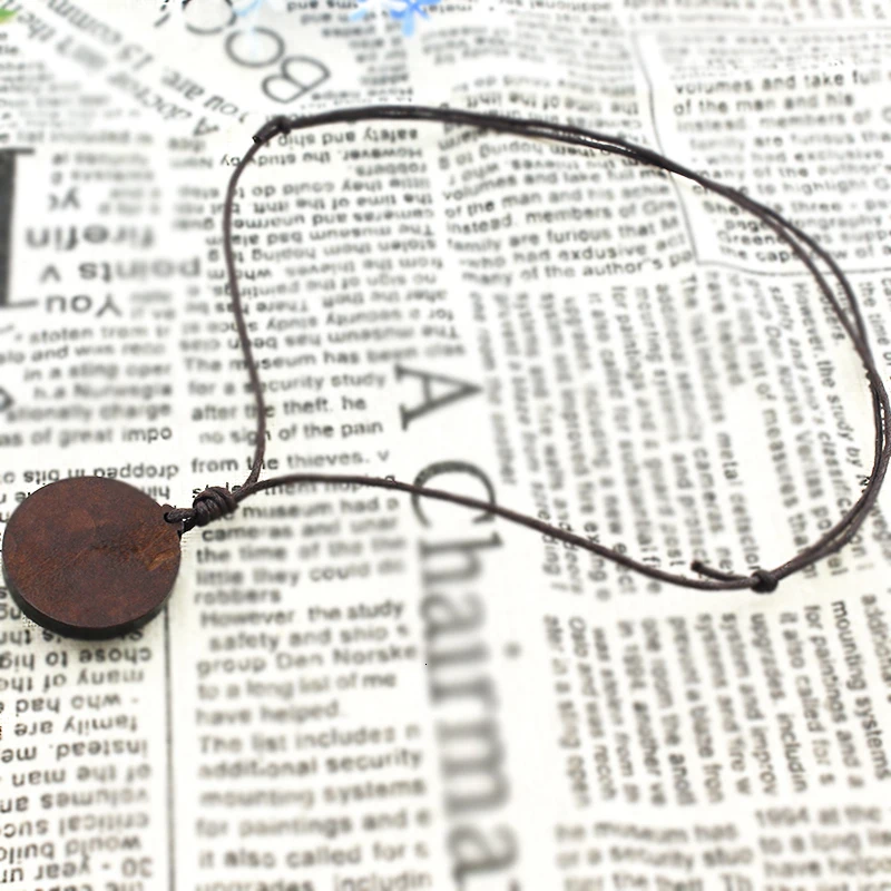 JWEIJIAO Dinosaur Tyrannosaurus Pattern Gothic Necklace Rope Chains Wooden Round Pendant Jewelry Boys Party Accessories NS297 01