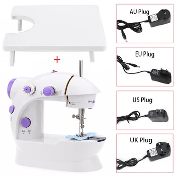 

Mini Portable Pedal Sewing Machines Dual Speed Double Thread Electric Automatic Tread Rewind Sewing Machine with Extension Table