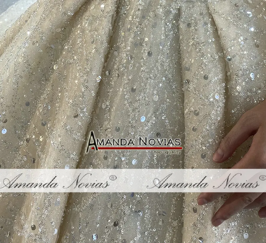 green emerald velvet dress Off White Off Shoulder Illusion Top Pearl Wedding Gown  Aquarius Brand